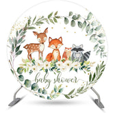 Aperturee - Cute Animals Flower Leaves Round Baby Shower Backdrop